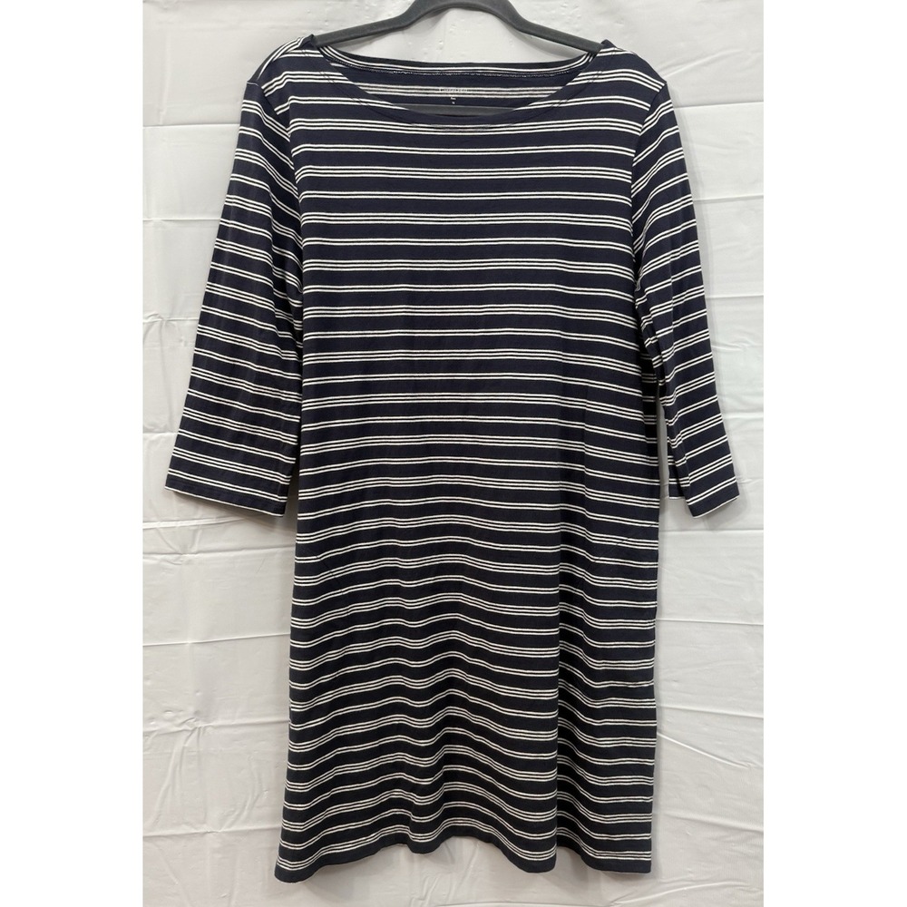 Garnet Hill Navy & White Striped Mini Dress